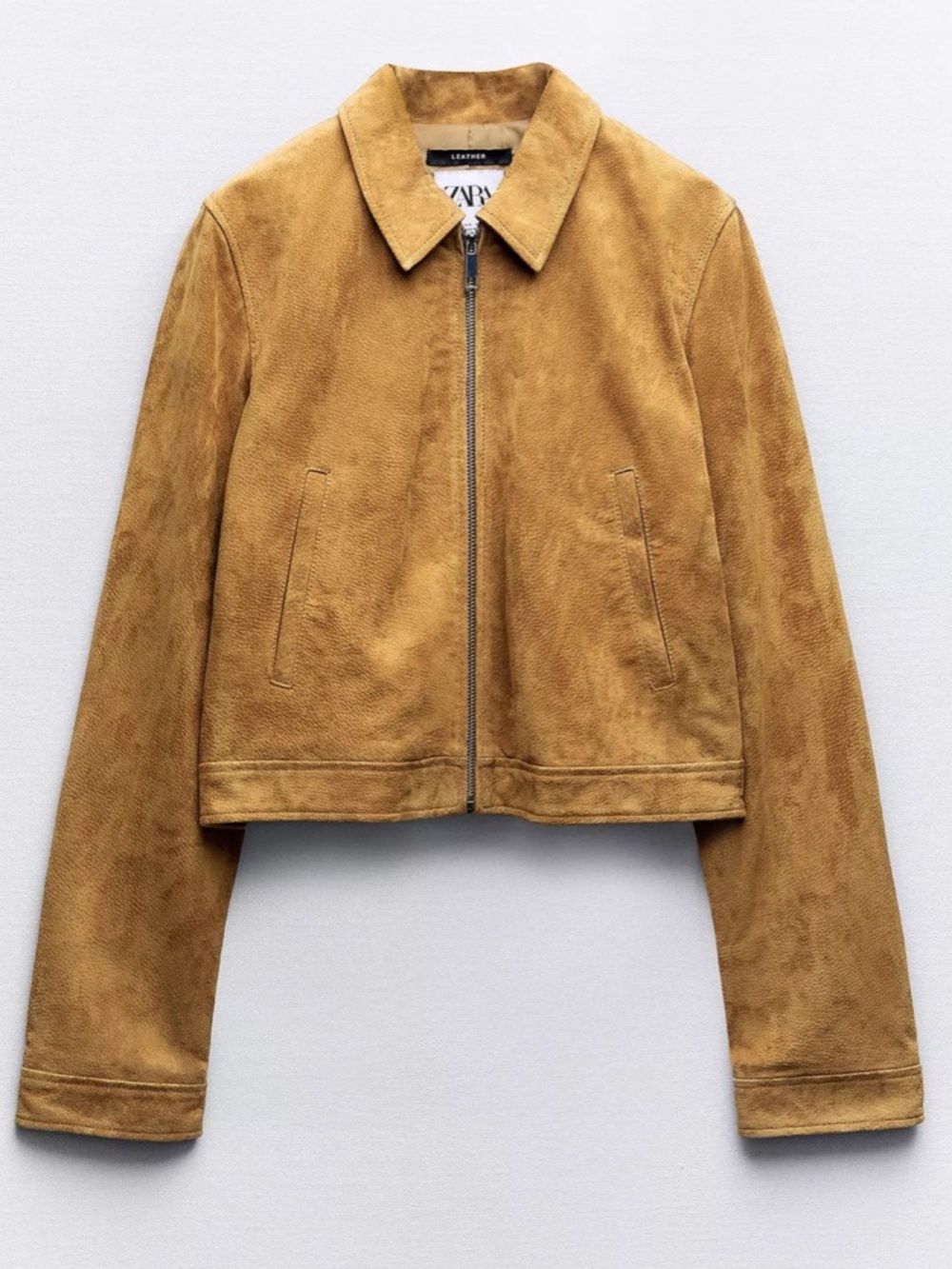 Zara 100% Genuine Leather Suede Zip-Front Women's Jacket Size M
